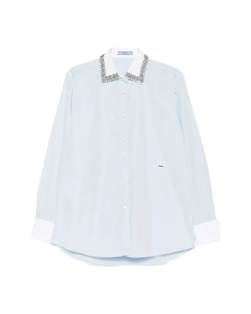 Prada Crystal-embellished Poplin Shirt Blue