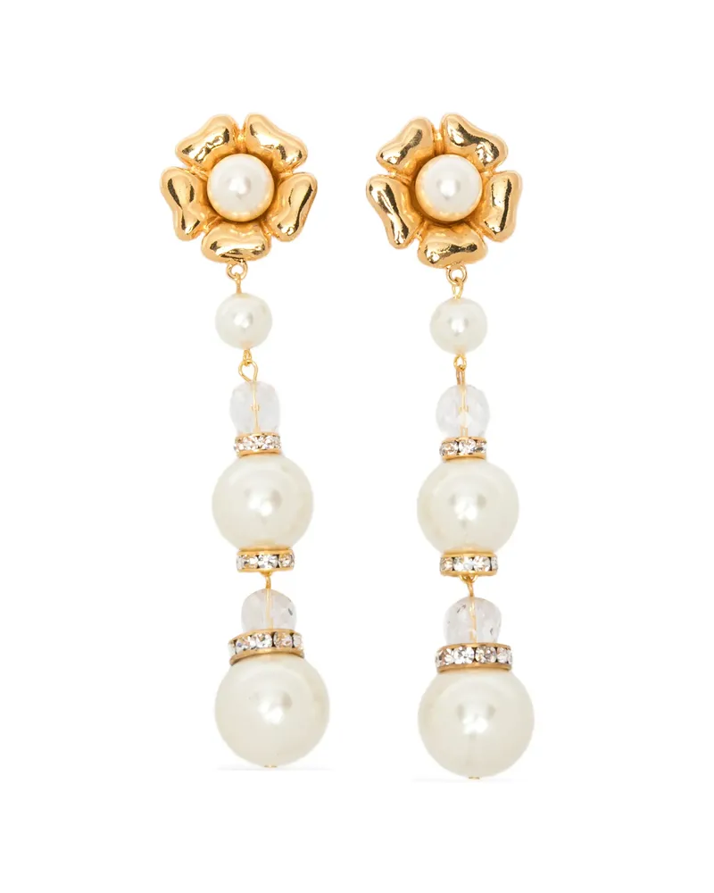 Alessandra Rich Faux-pearl Drop Earrings Gold