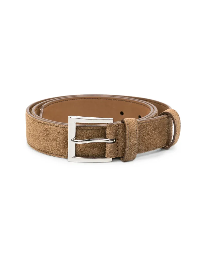 Prada Logo-plaque Suede Belt Brown