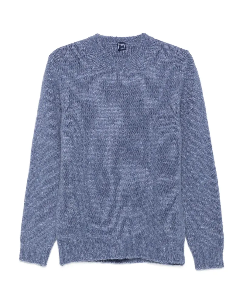 Fedeli Ribbed Crew-neck Sweater Blue