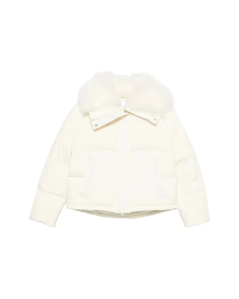 Yves Salomon Fur-trim Puffer Jacket Neutrals