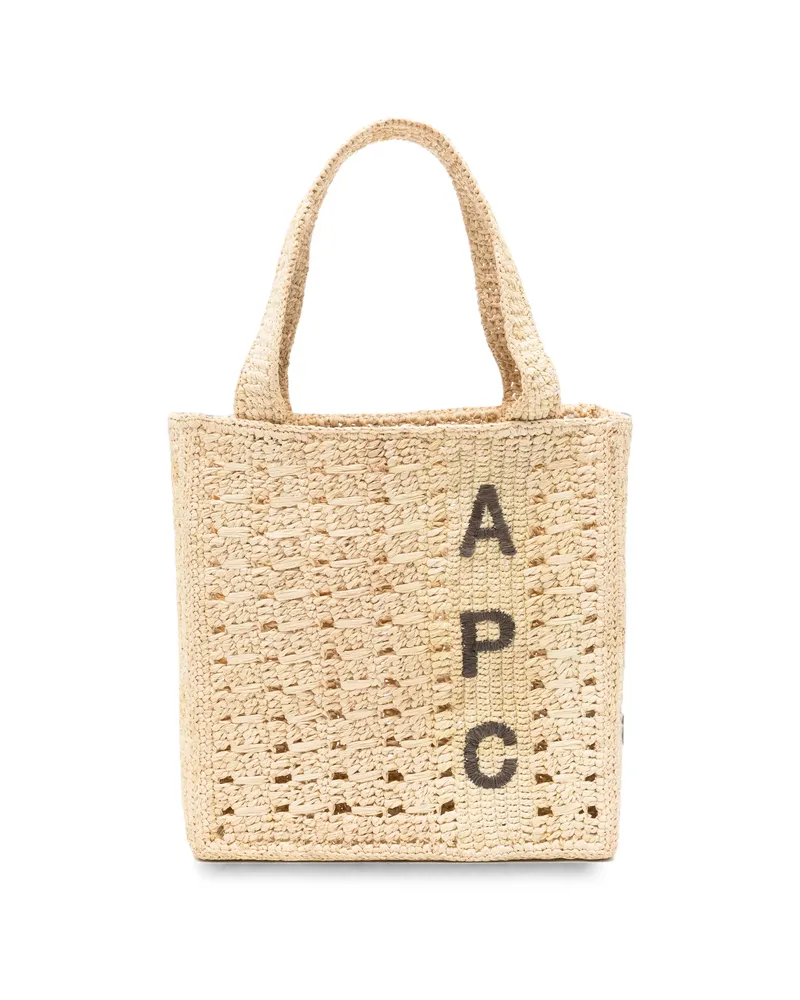 A.P.C. A. p.c. June Logo-embroidered Woven Tote Bag Neutrals