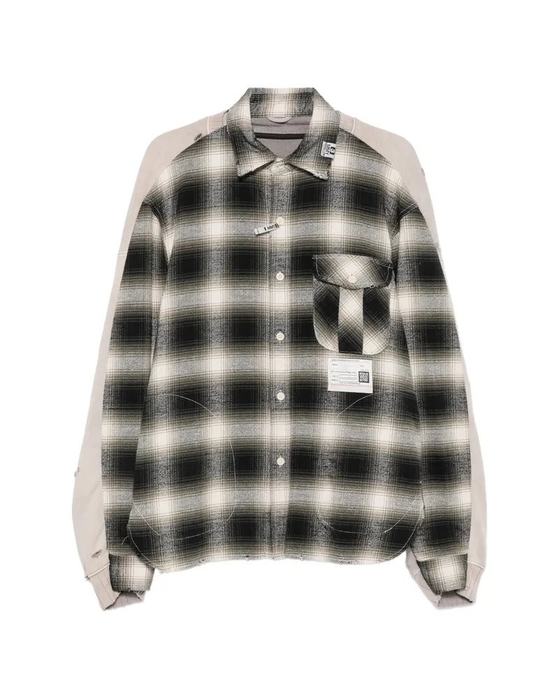 MIHARAYASUHIRO Check-pattern Distressed-effect Shirt Neutrals