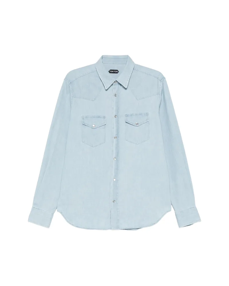 Tom Ford Chest-pocket Denim Shirt Blue