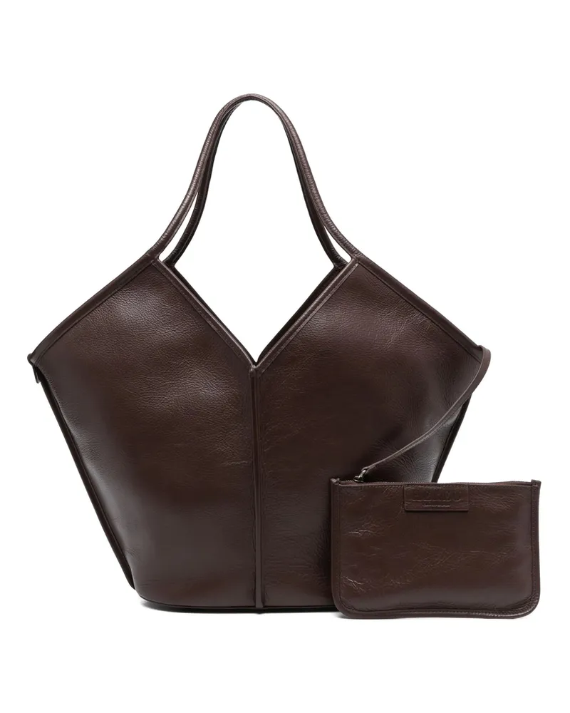 HEREU Callela Leather Tote Bag Brown
