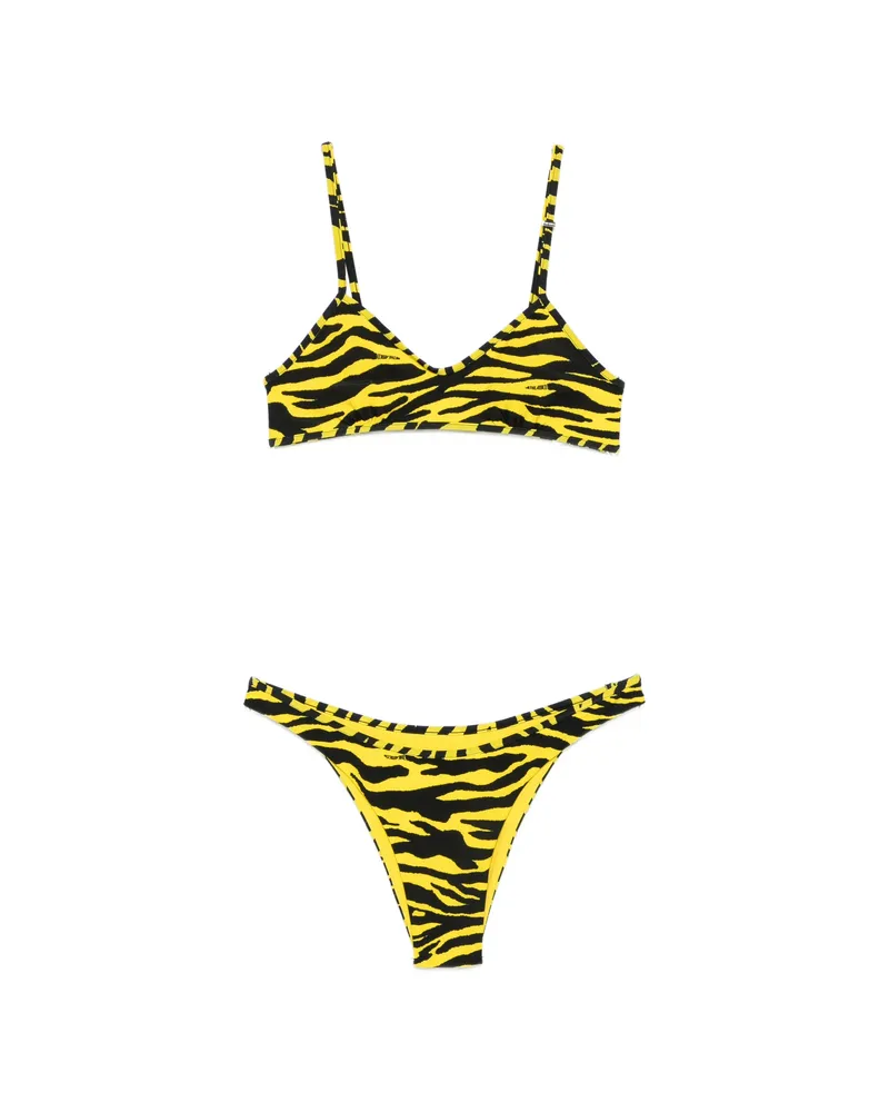 ATTICO Tiger-print Bikini Yellow