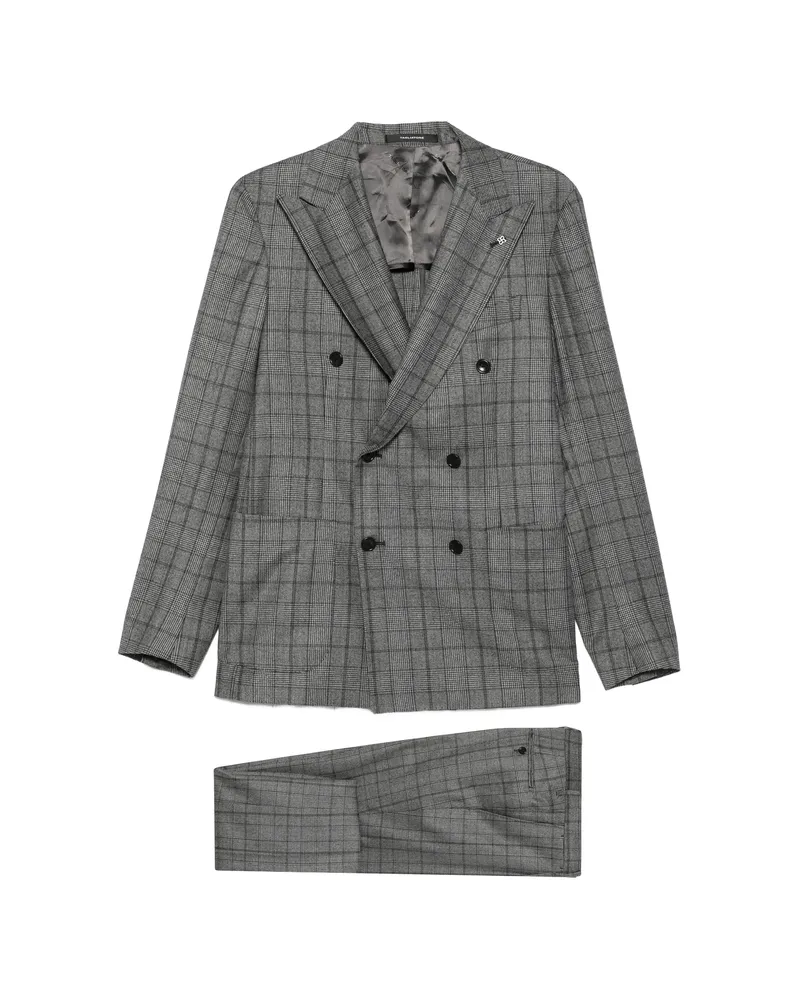 Tagliatore Check-pattern Double-breasted Suit Grey