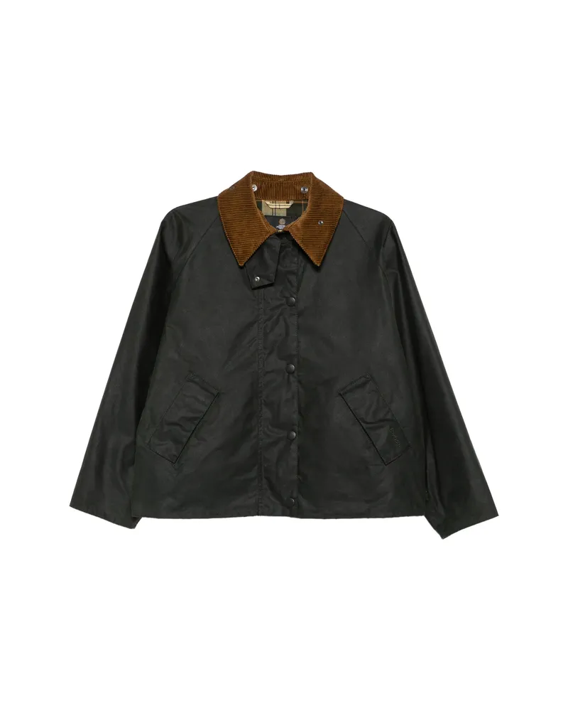 Barbour Corduroy-collar Waxed Jacket Green