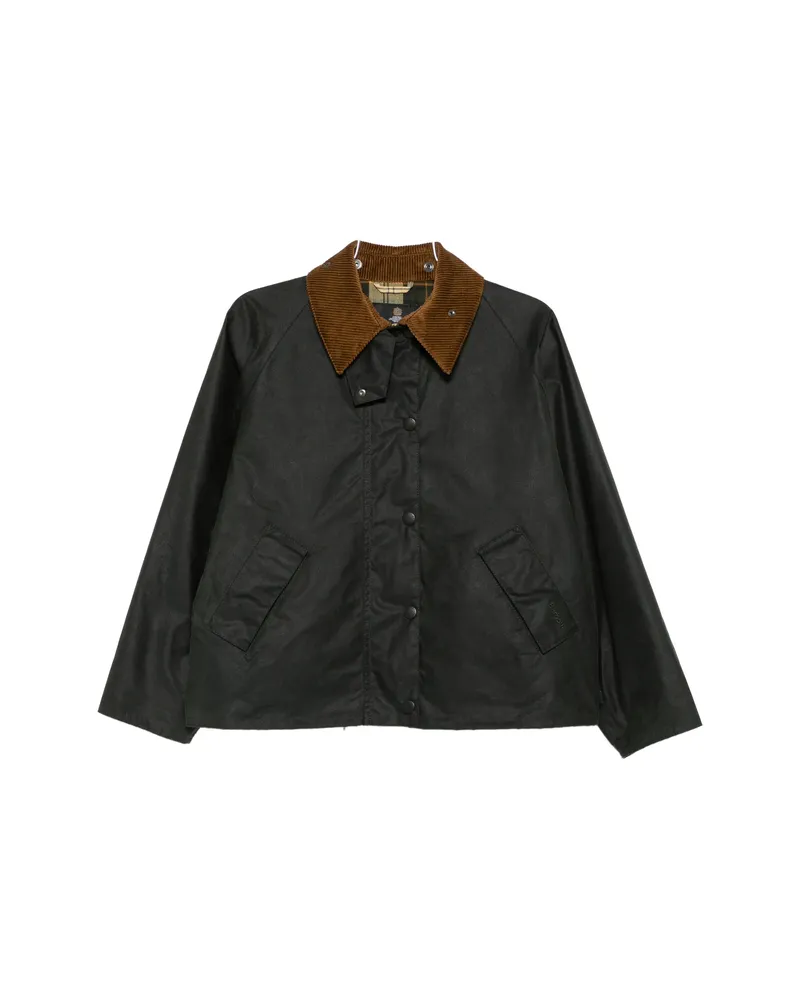 Barbour Corduroy-collar Waxed Jacket Green