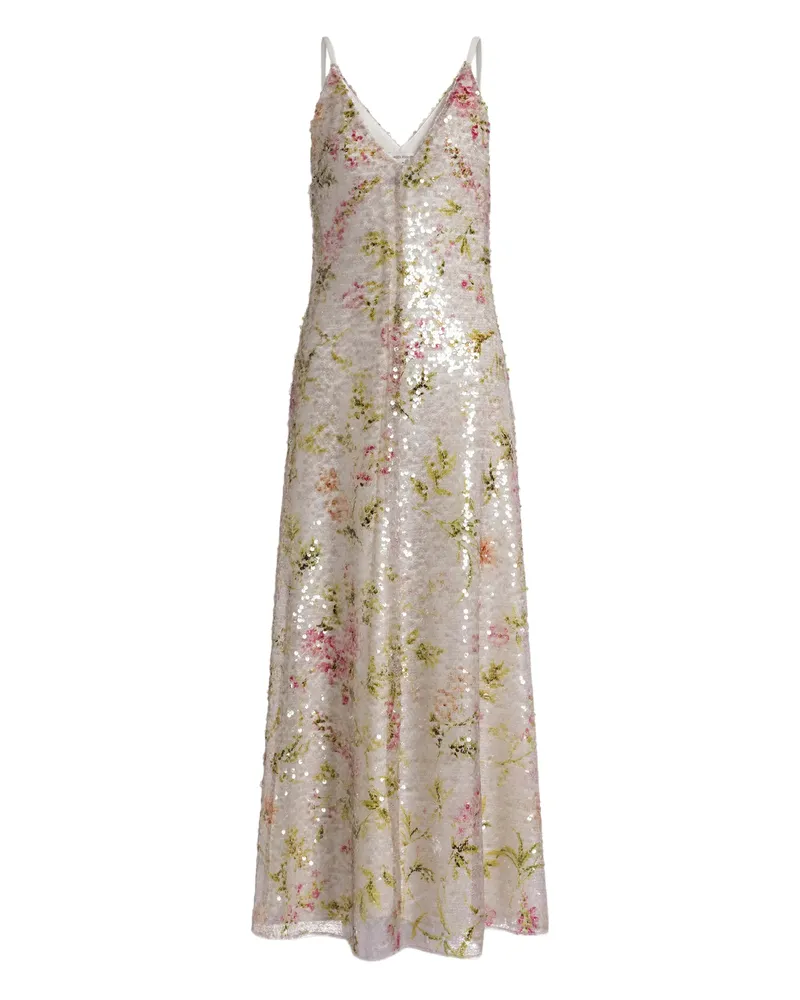 Alberta Ferretti Floral-pattern Maxi Dress Neutrals