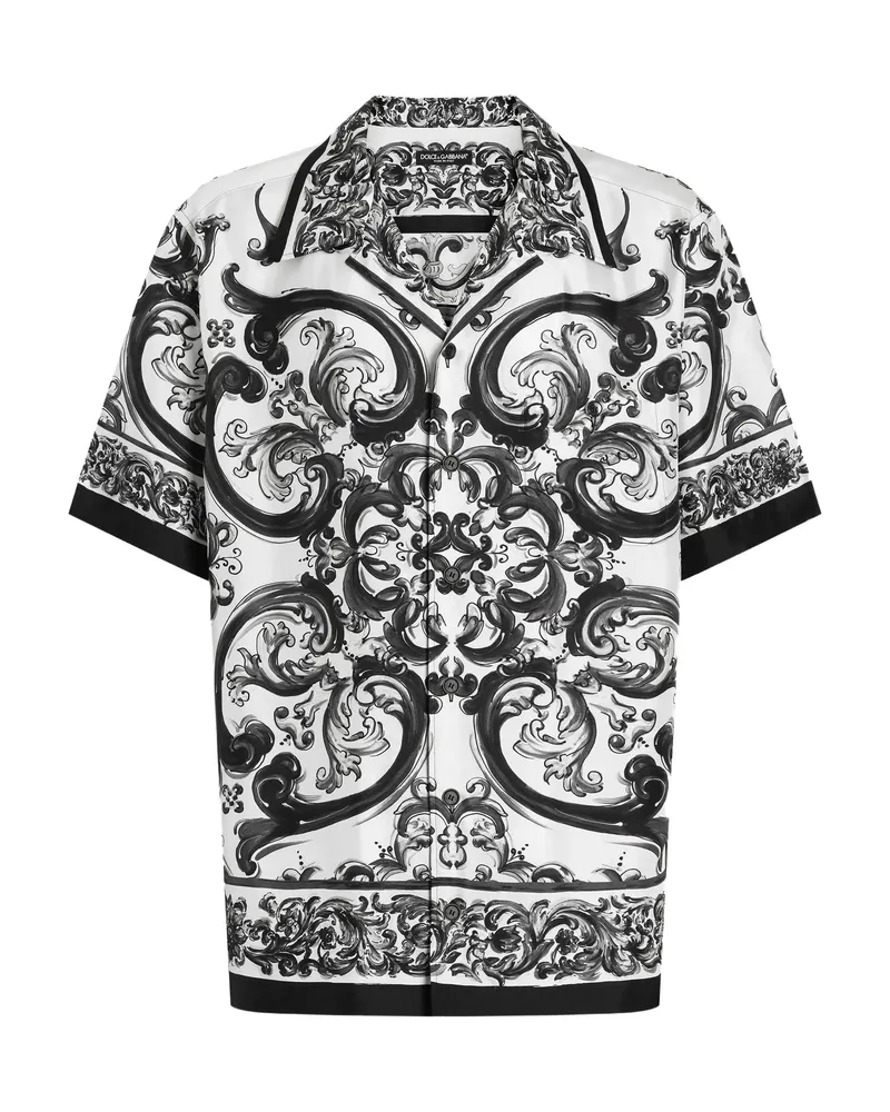 Dolce & Gabbana Majolica-print Silk Shirt White