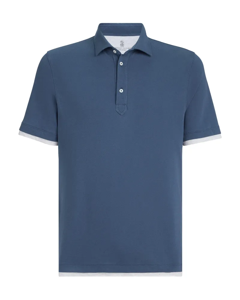 Brunello Cucinelli Short-sleeve Polo Shirt Blue