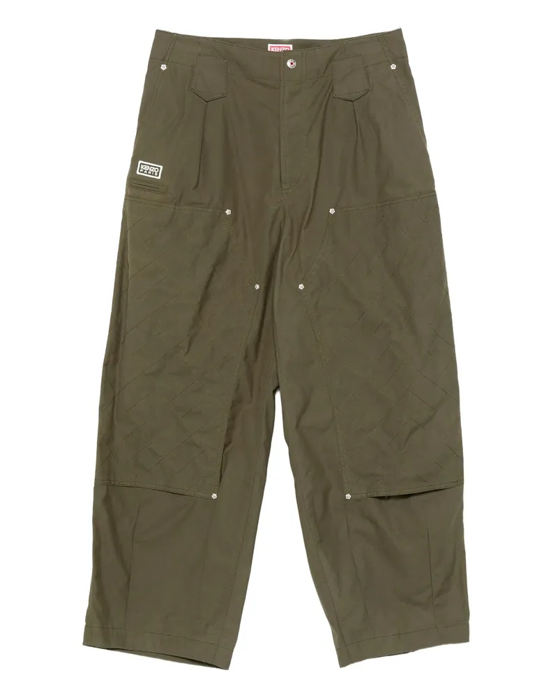 Kenzo Quilted-panel Trousers Green