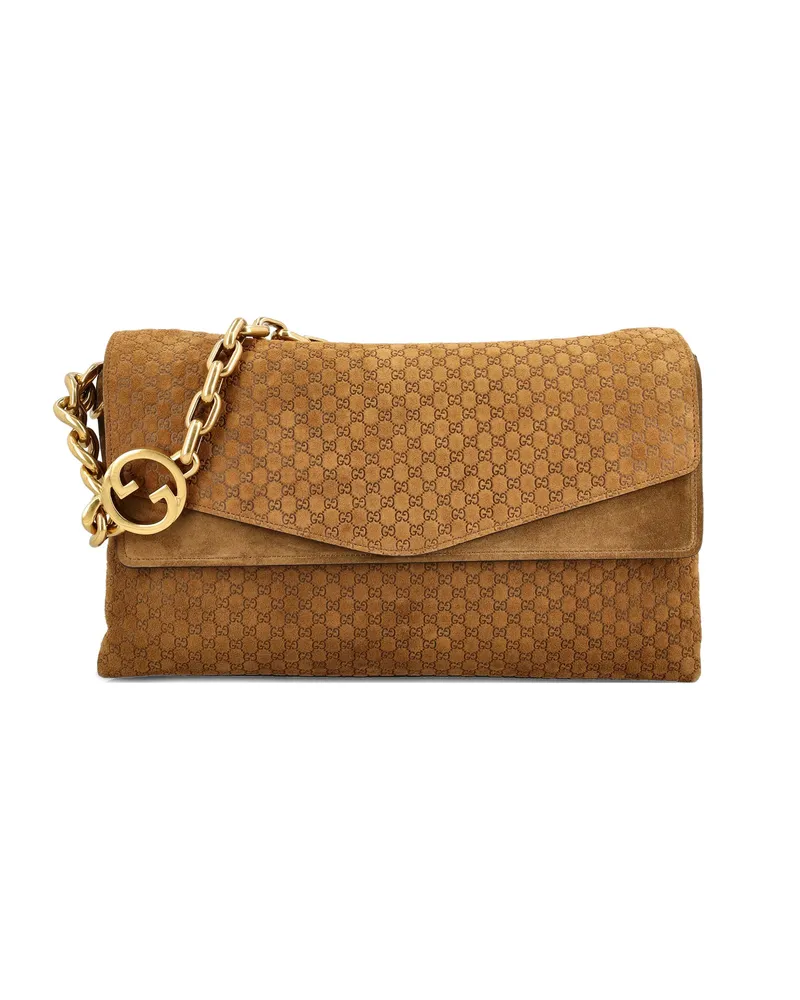 Gucci Large GG Chain Shoulder Bag Brown
