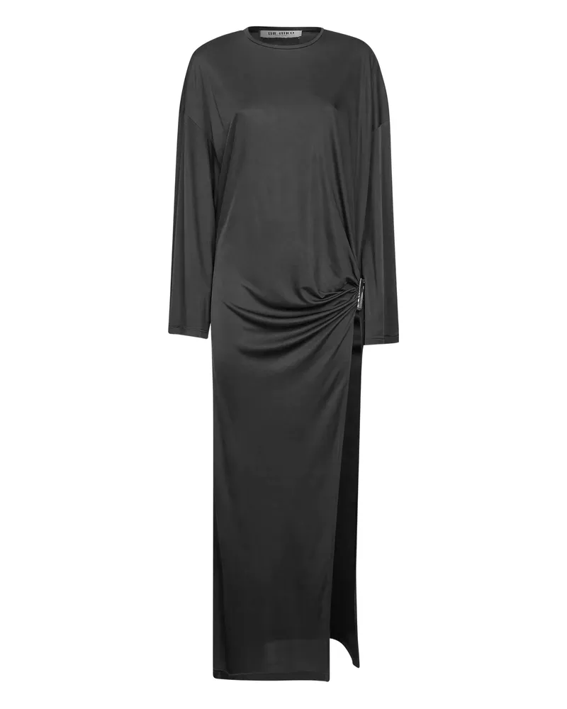 ATTICO Gathered-side Slit Maxi Dress Grey