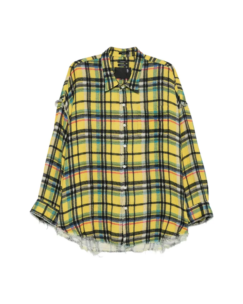 R13 Plaid Frayed Shirt Yellow