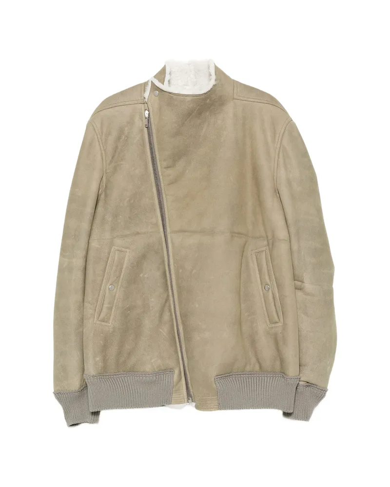 Rick Owens Hollywood Flight Shearling-lined Leather Jacket Green