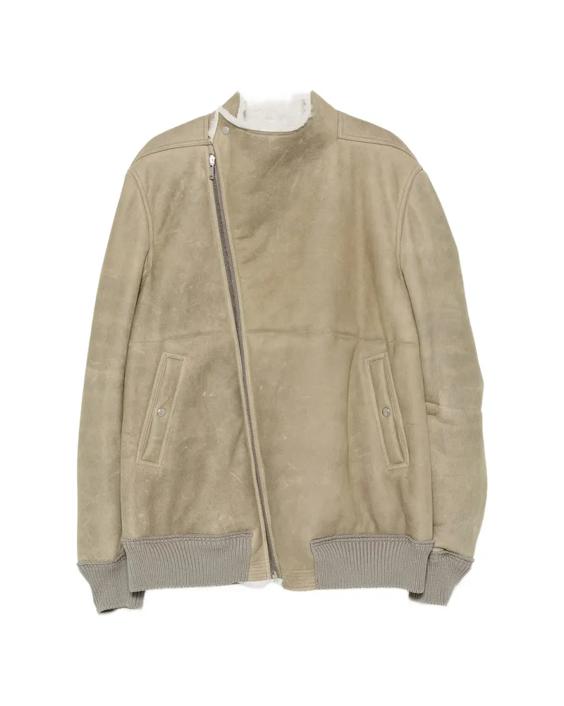 Rick Owens Hollywood Flight Shearling-lined Leather Jacket Green