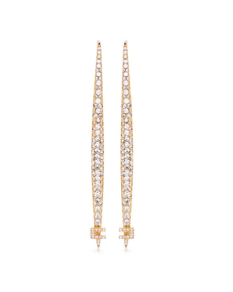 Elisabetta Franchi Crystal-embellished Brass Earrings Gold