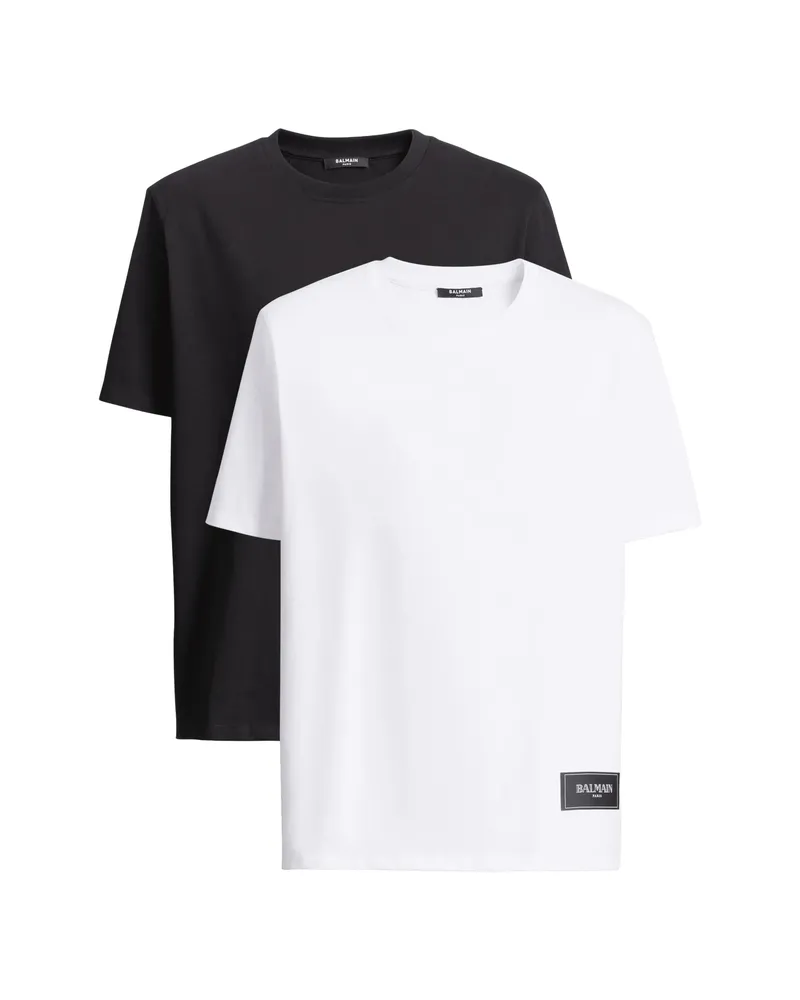 Balmain Logo-patch T-shirts (set Of Two Black