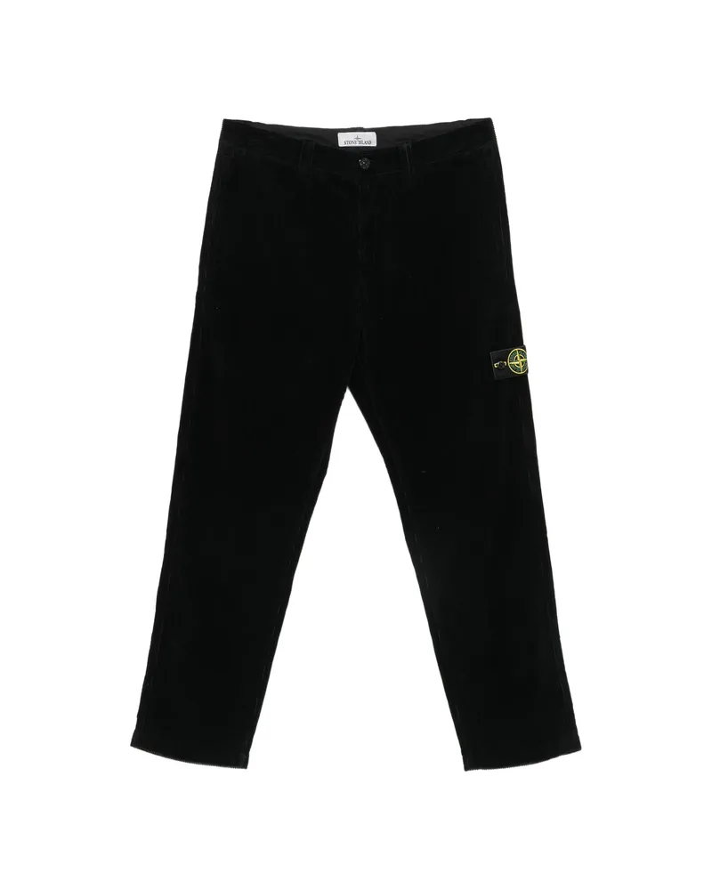 Stone Island Compass-motif Corduroy Trousers Black