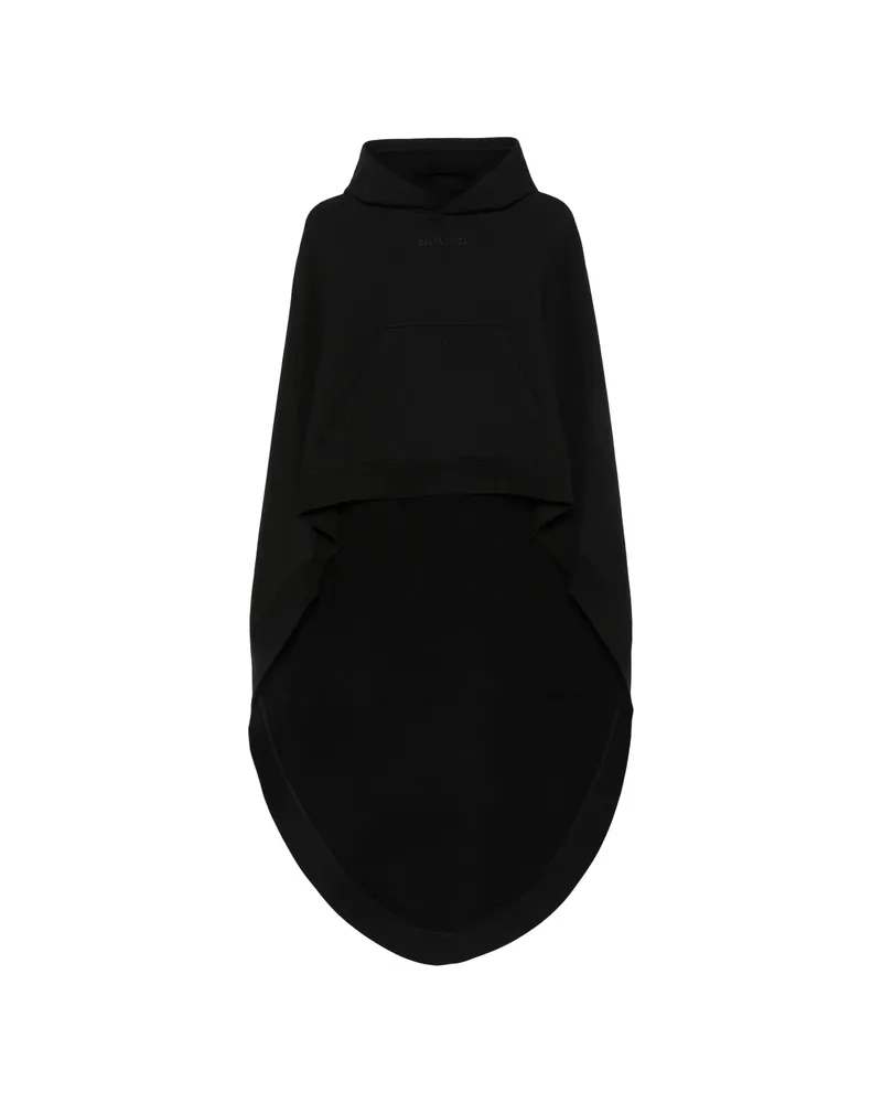 Balenciaga Asymmetric Embroidered-logo Hoodie Black