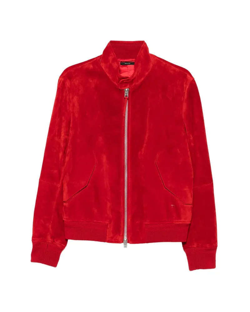 Tom Ford Suede Bomber Jacket Red