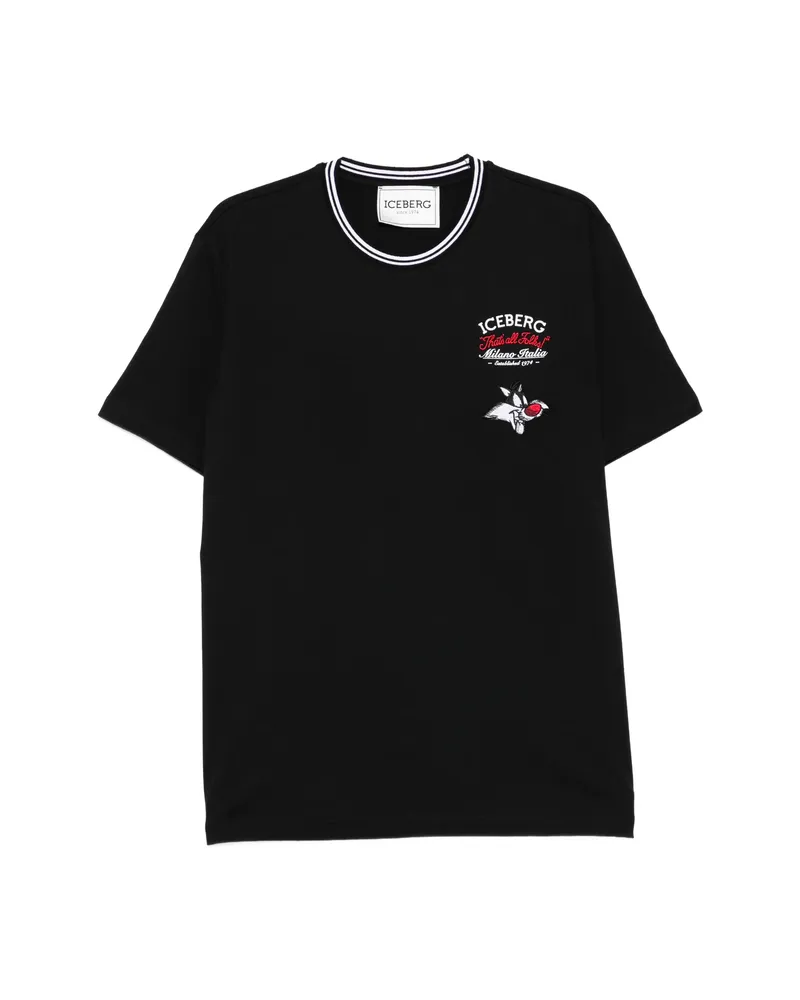 Iceberg Ringer Graphic T-shirt Black
