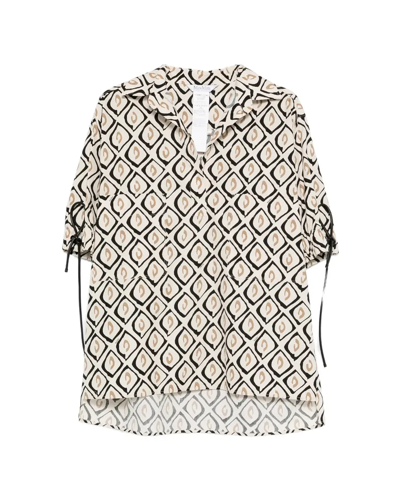 Max Mara Mxmecru Tie-detail Patterned Blouse Neutrals