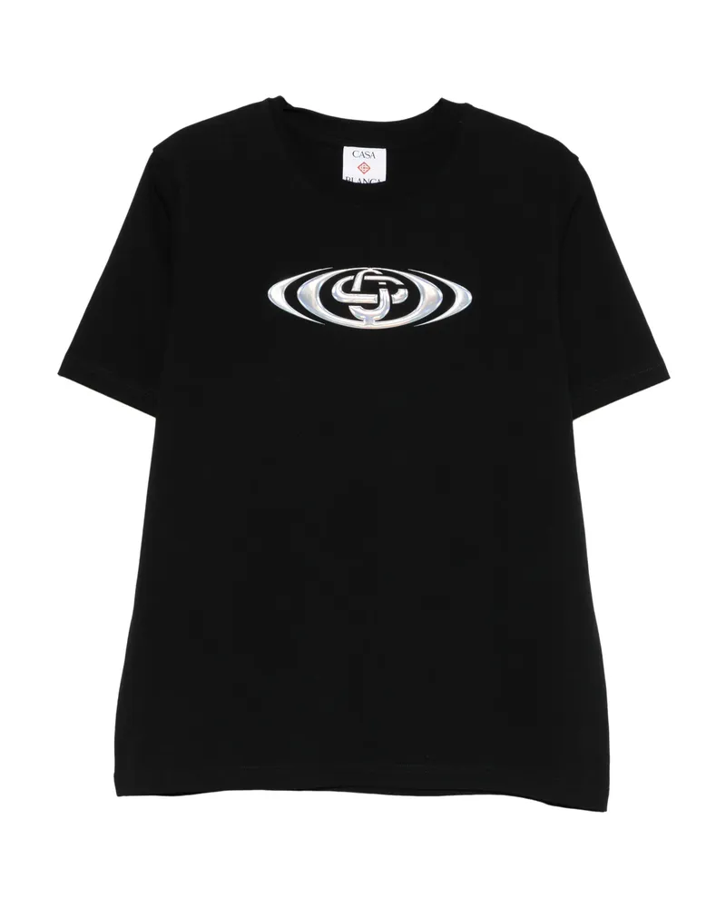 Casablanca Paris Warped-logo Classic T-shirt Black