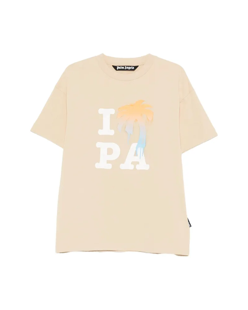 Palm Angels Palm-tree-print T-shirt Neutrals