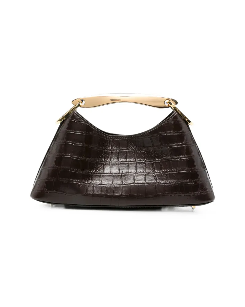 Elleme Mini Boomerang Croc-effect Leather Tote Bag Brown
