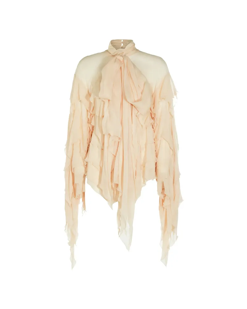 Blumarine Ruffled Asymmetric Blouse Neutrals
