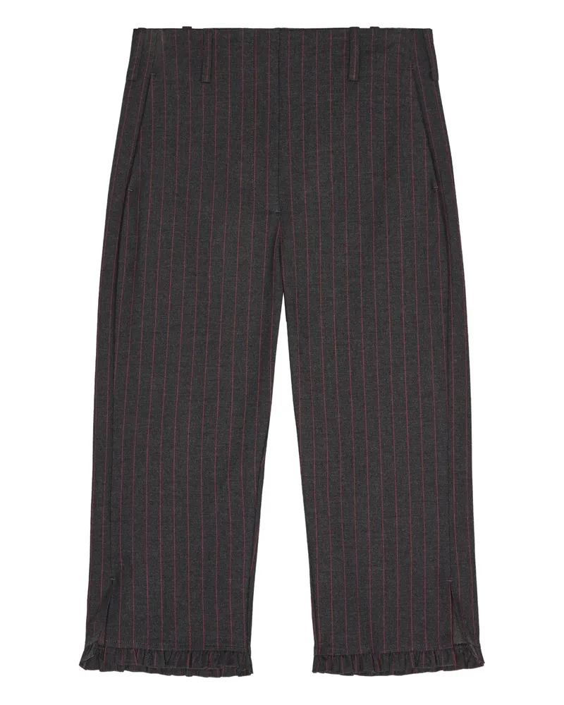 Ganni Pinstriped Capri Trousers Black