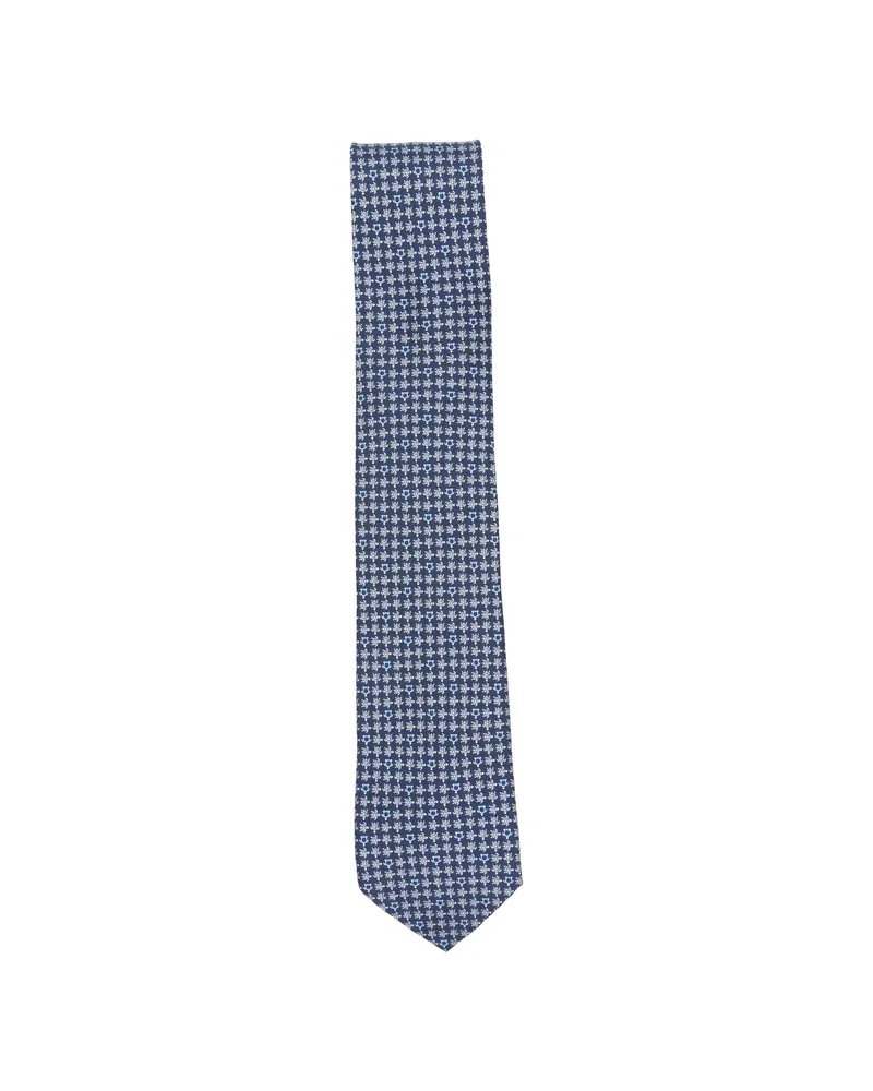 Ferragamo Gancini-print Tie Blue