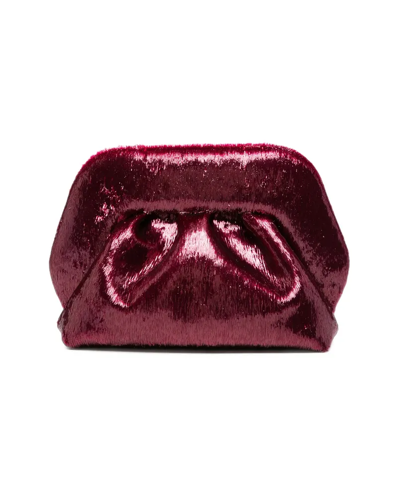 THEMOIRÈ Small Bios Metallic Pleated Clutch Bag Red