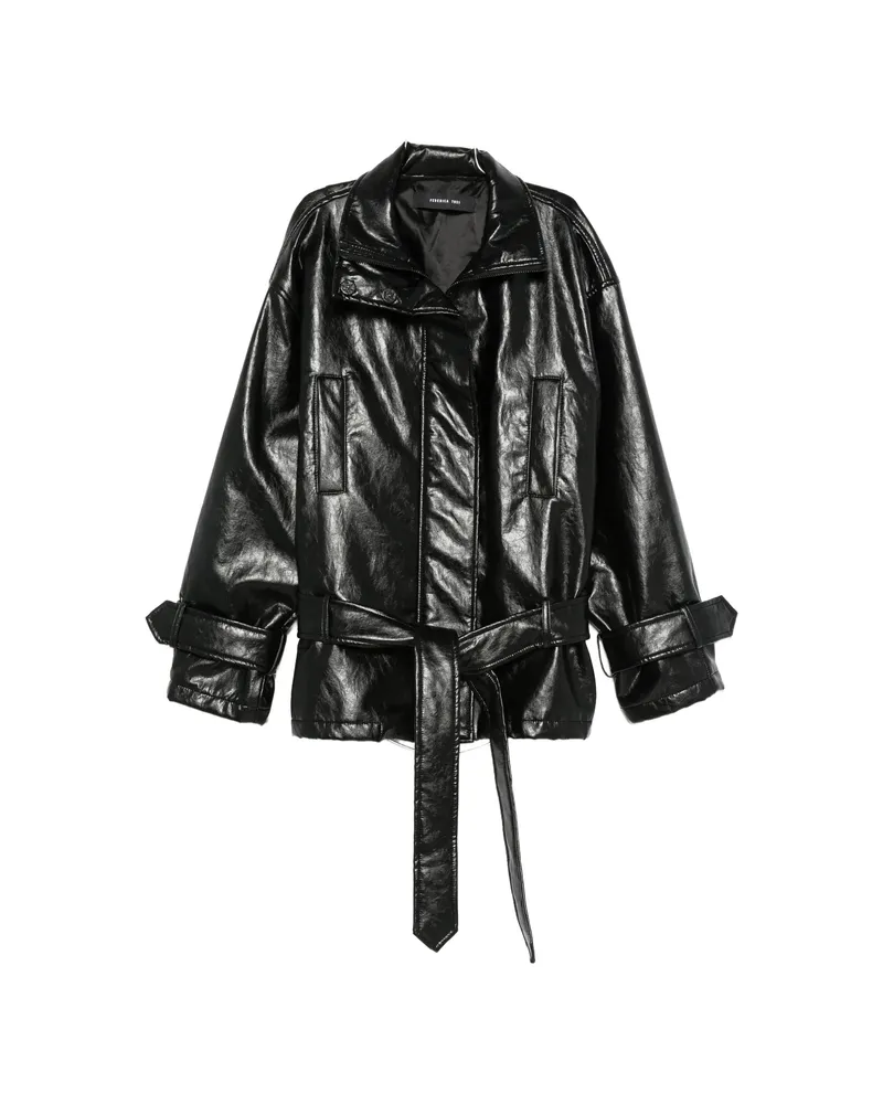 Federica Tosi Belted Zip-up Jacket Black