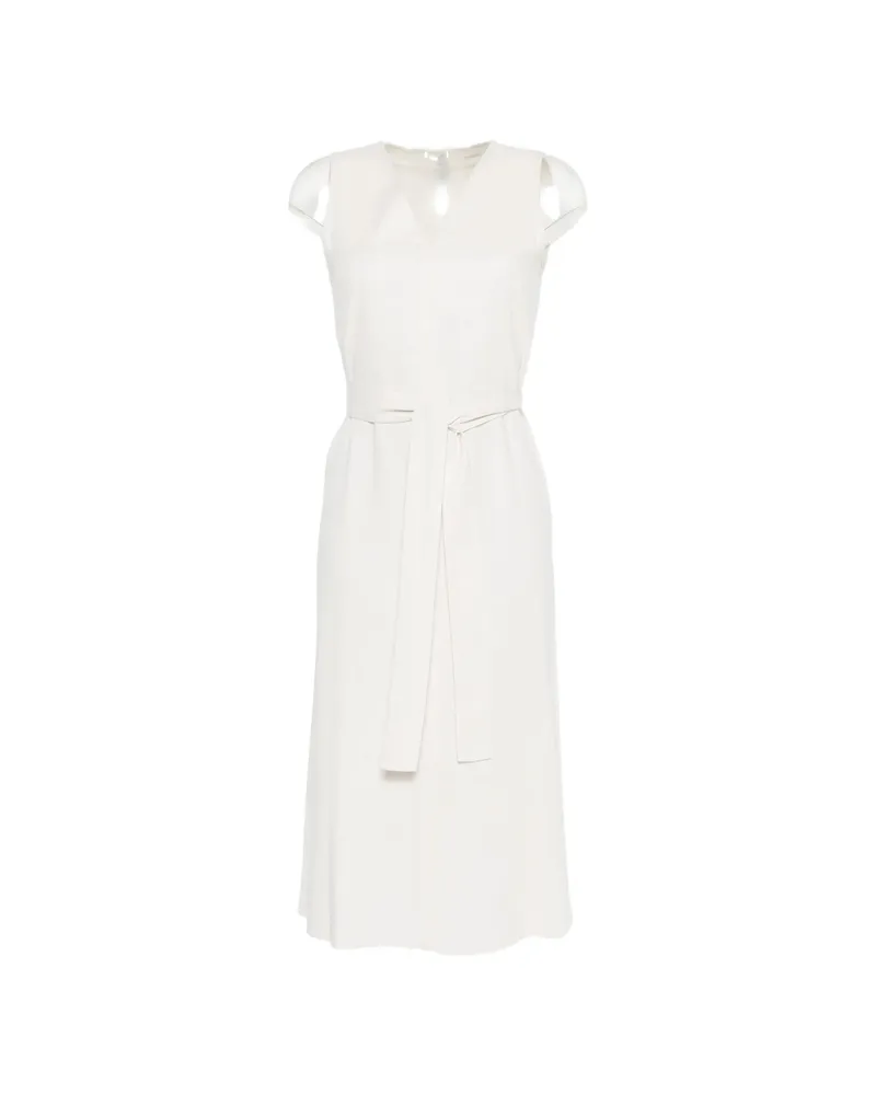 Calvin Klein V-neck Belted Midi Dress Neutrals
