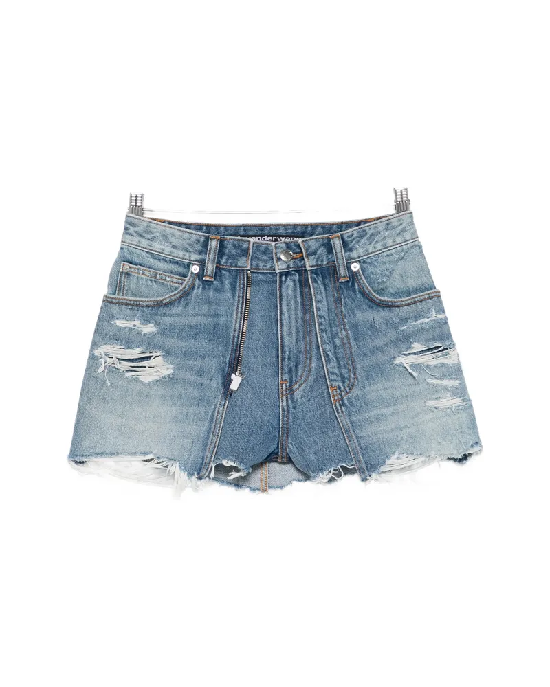 Alexander Wang Ripped Zip Shorts Blue