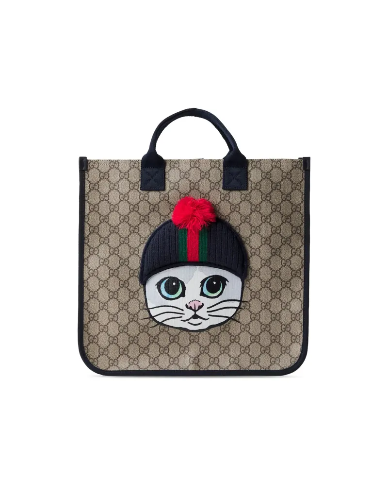Gucci GG Supreme Cat-patch Tote Bag Neutrals