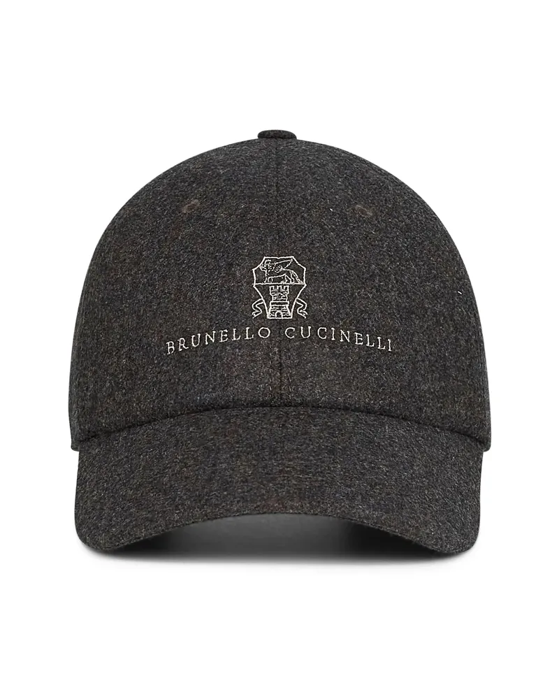 Brunello Cucinelli Embroidered-crest Curved-peak Cap Grey
