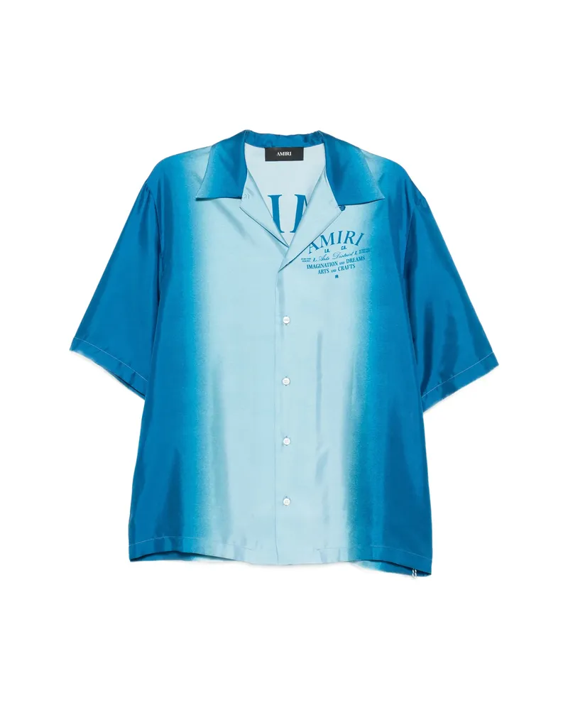 Amiri Buttoned Logo-print Shirt Blue