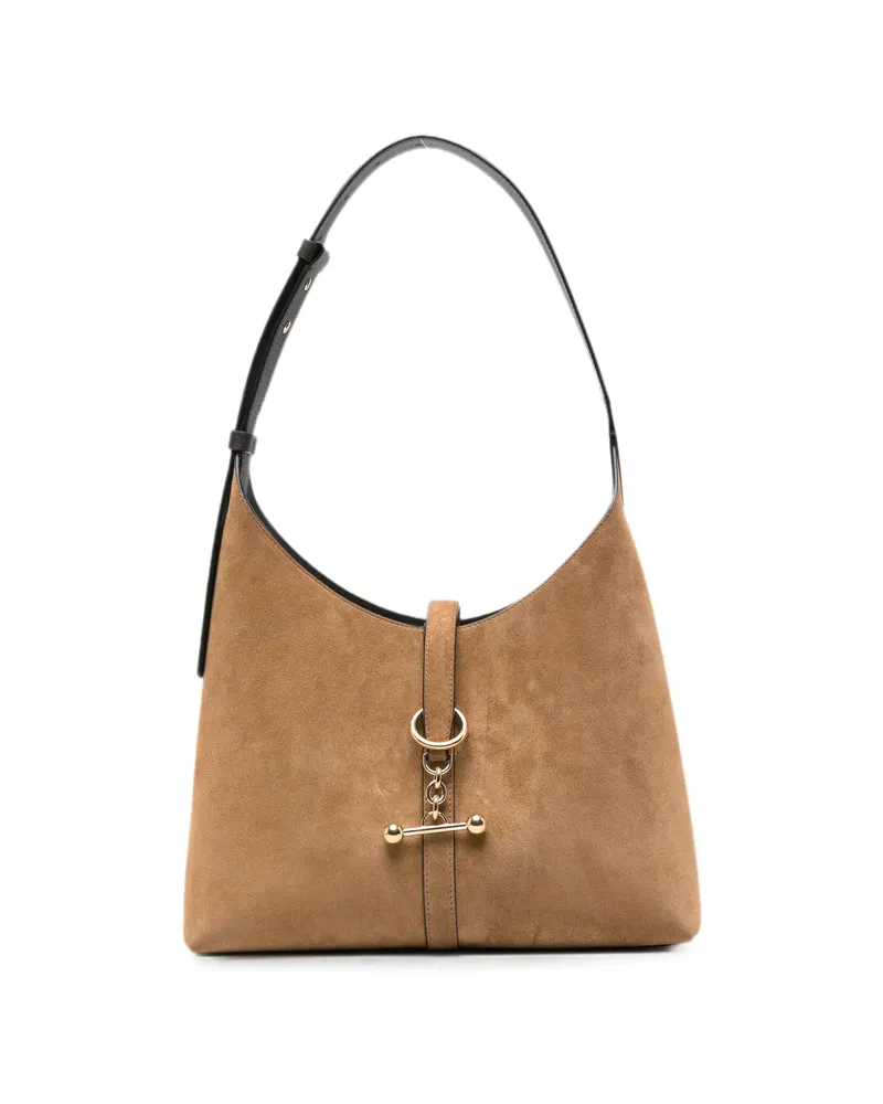 Strathberry Suede Bar-detail Shoulder Bag Brown
