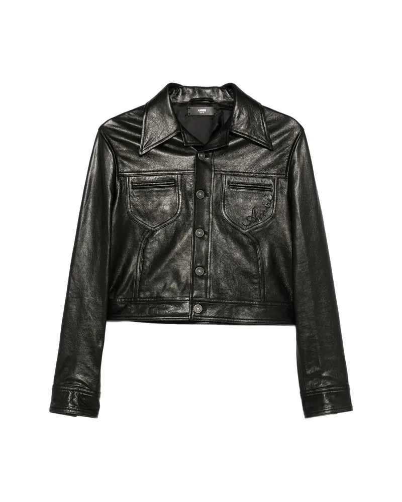 Amiri Button-up Leather Jacket Black