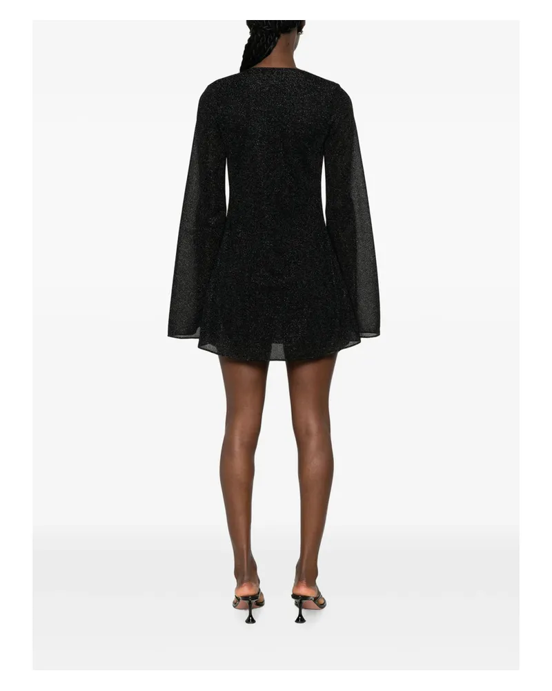 Oséree Lumière Embellished V-neck Mini Dress Black