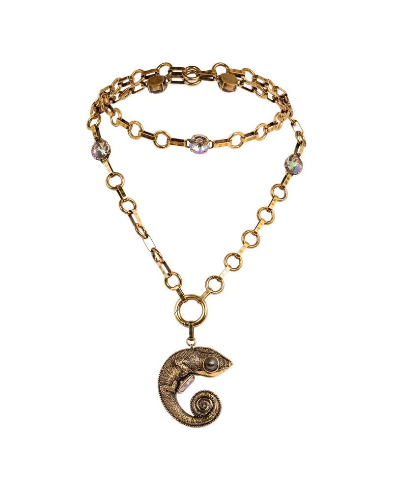 Etro Arnica Chameleon Crystal Necklace Gold