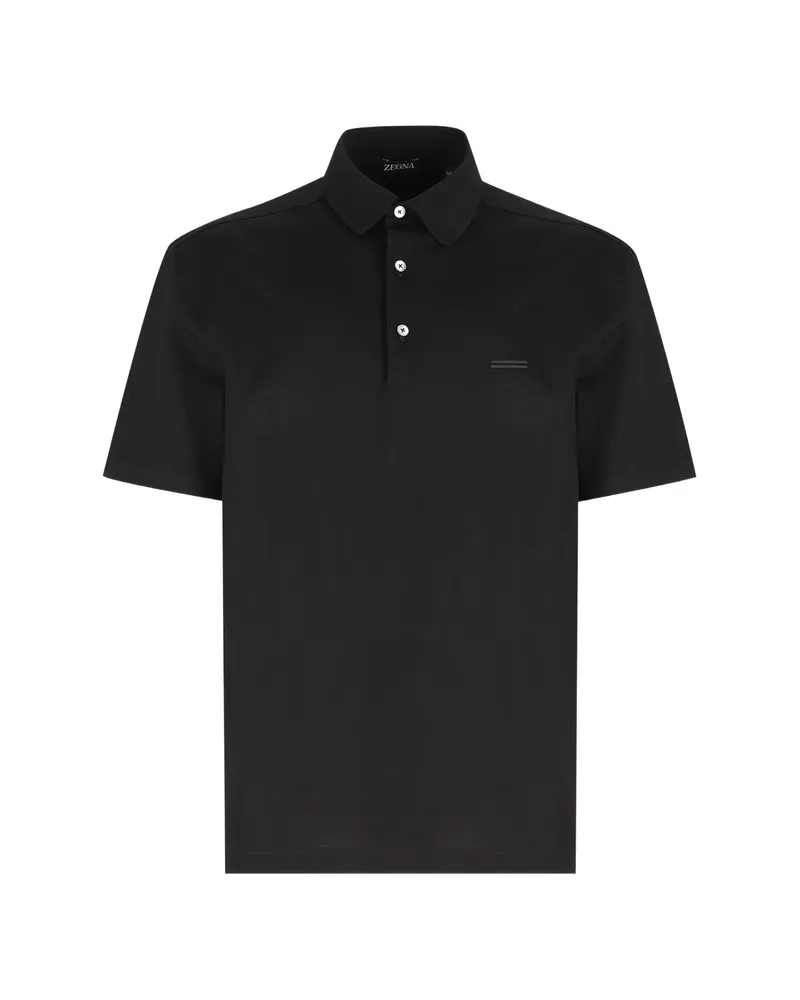 Ermenegildo Zegna Short-sleeve Piqué Polo Shirt Black