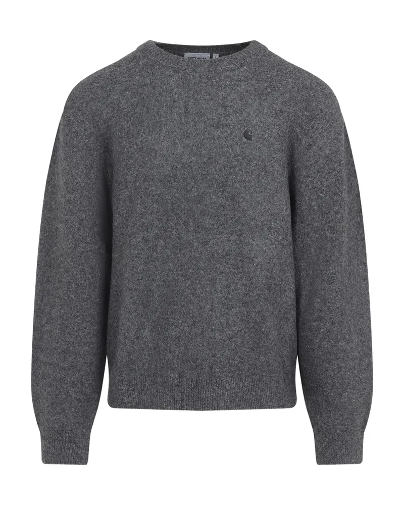 Carhartt WIP Logo-embroidered Crew-neck Sweater Grey