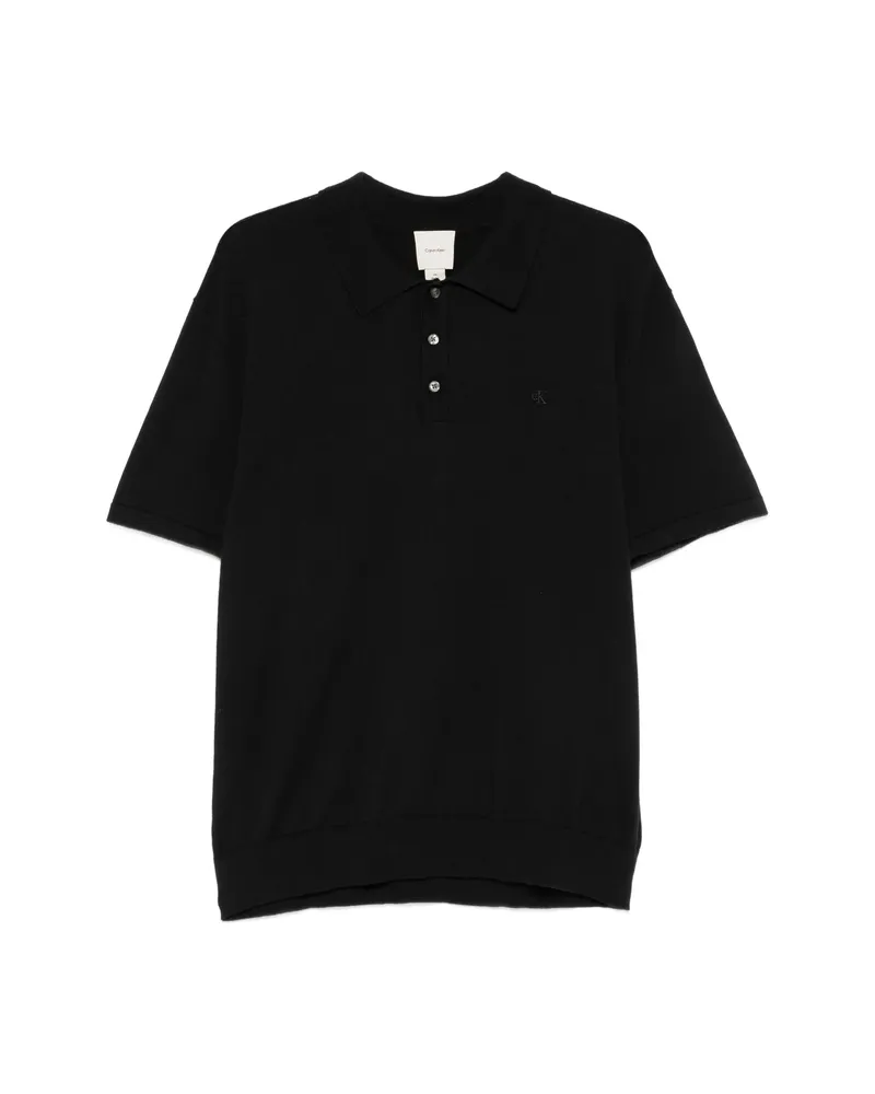 Calvin Klein Short-sleeve Logo-embroidered Polo Shirt Black