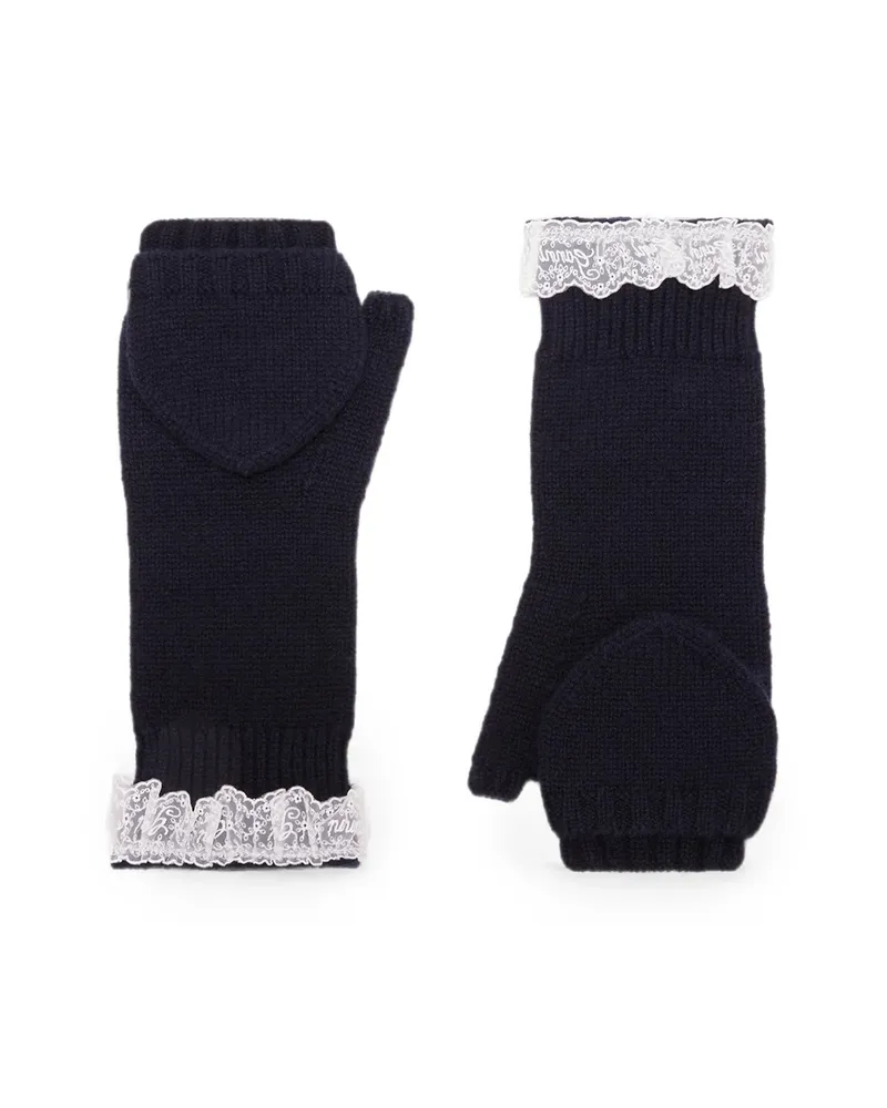 Ganni Mittens In Blue Wool Blue
